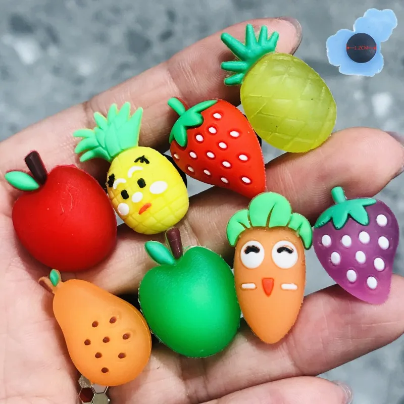 1Pcs 3D Silicone Fruits Apple Carrot Shoe Charms Shoe Accessories Buckle Diy Wristbands Backpack  Shoes  Kids Funny Gift