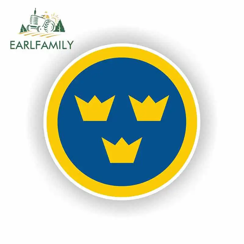 

EARLFAMILY 13 см x 12,9 см для Швеции, круглые автомобильные наклейки и наклейки ВВС, модная тонкая наклейка, сделай сам, окклюзия, царапины, аниме