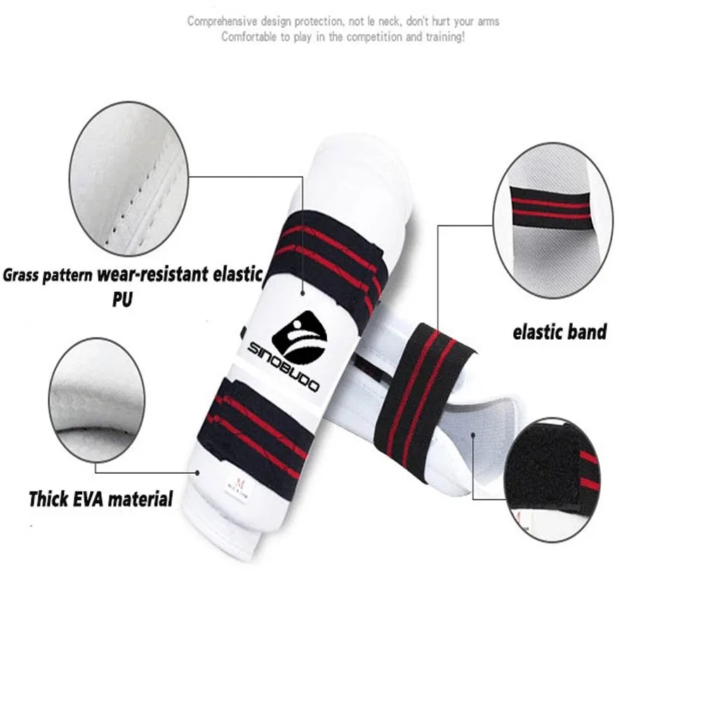 SINOBUDO White Pu Martial Arts Taekwondo Equipment Arm Protector Guard Gear kickingboxing Sanda Karate Arm Protection Adult Kids