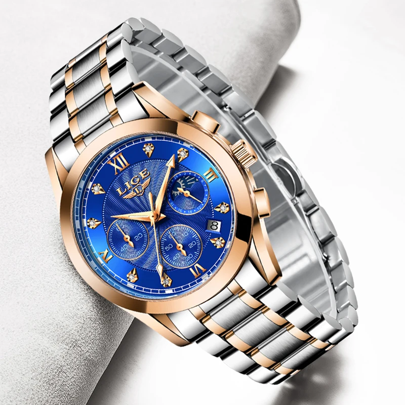 LIGE 2022 New Gold Watch Women Watches Ladies Creative Steel Women\'s Bracelet Watches Female Waterproof Clock Relogio Feminino