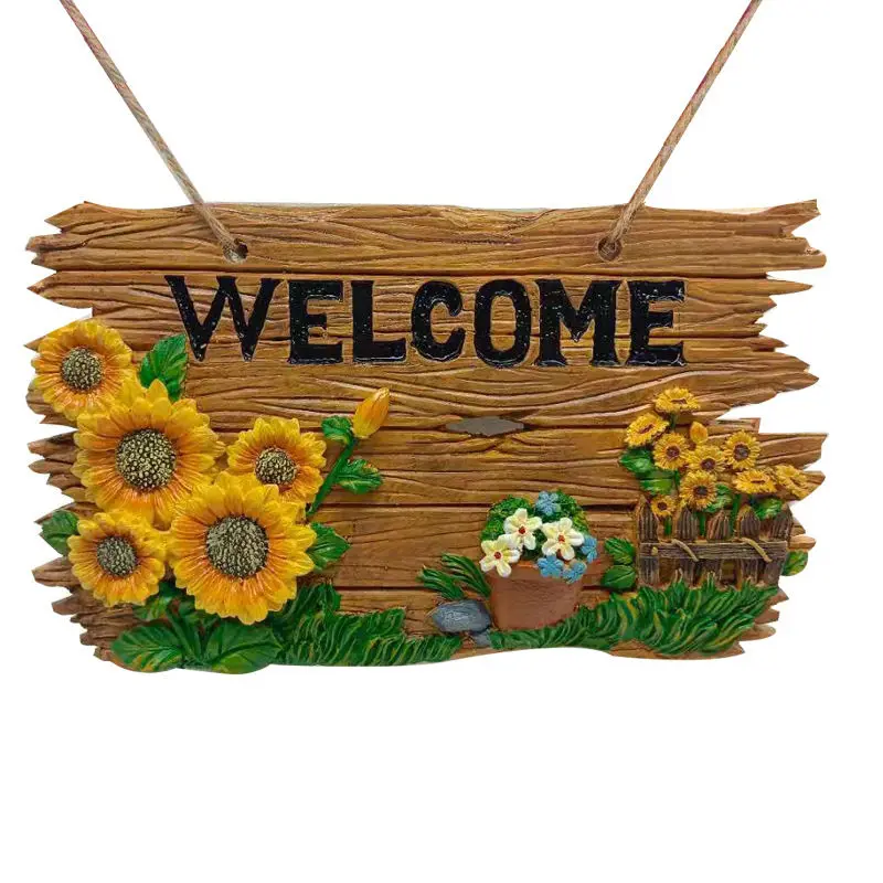 

Pastoral Welcome Card Sign Listing Resin Accessories Courtyard Garden Park Ornaments Decoration Homestay Villa Furnishing Crafts