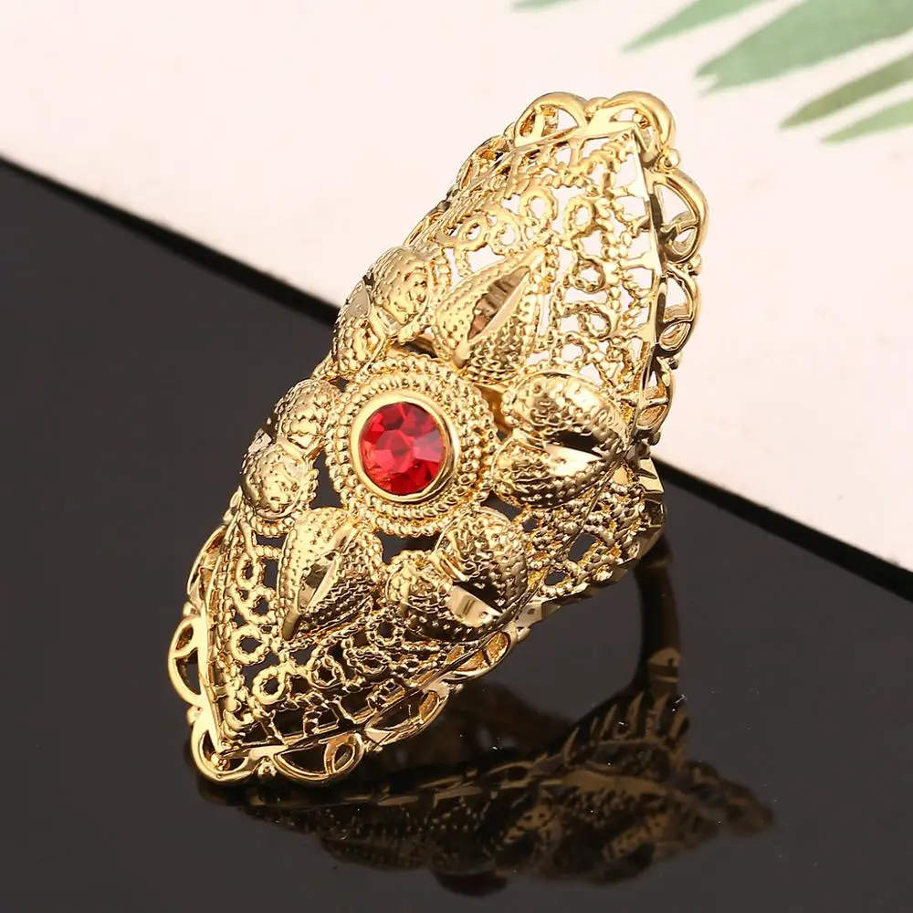 Ethiopian Gold Color Ring for Women Trendy African Arabian Charm Party Wedding Jewelry Gift