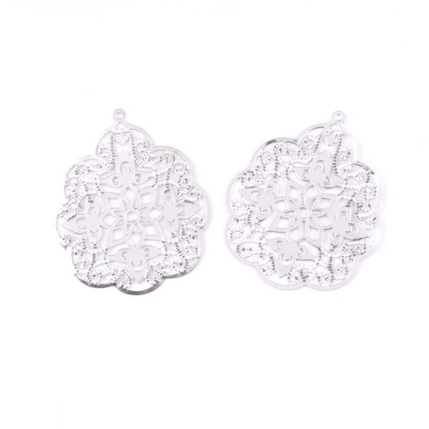 MIAOCHI Retail 5 szt. Ozdobne metalowe elementy rękodzielnicze, dekoracje na prezenty, DIY, kwadratowe, srebrne, ażurowe łączniki, puste, 4x4 cm, F0341 — zdjęcie 7