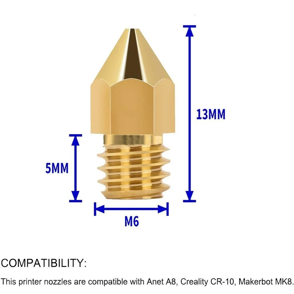 24 sztuk/partia dysze drukarki 3D dysze wytłaczarki MK8 0.2mm 0.3mm 0.4mm 0.5mm 0.6mm 0.8mm 1.0mm dla Makerbot Creality CR10 Ender 3 5