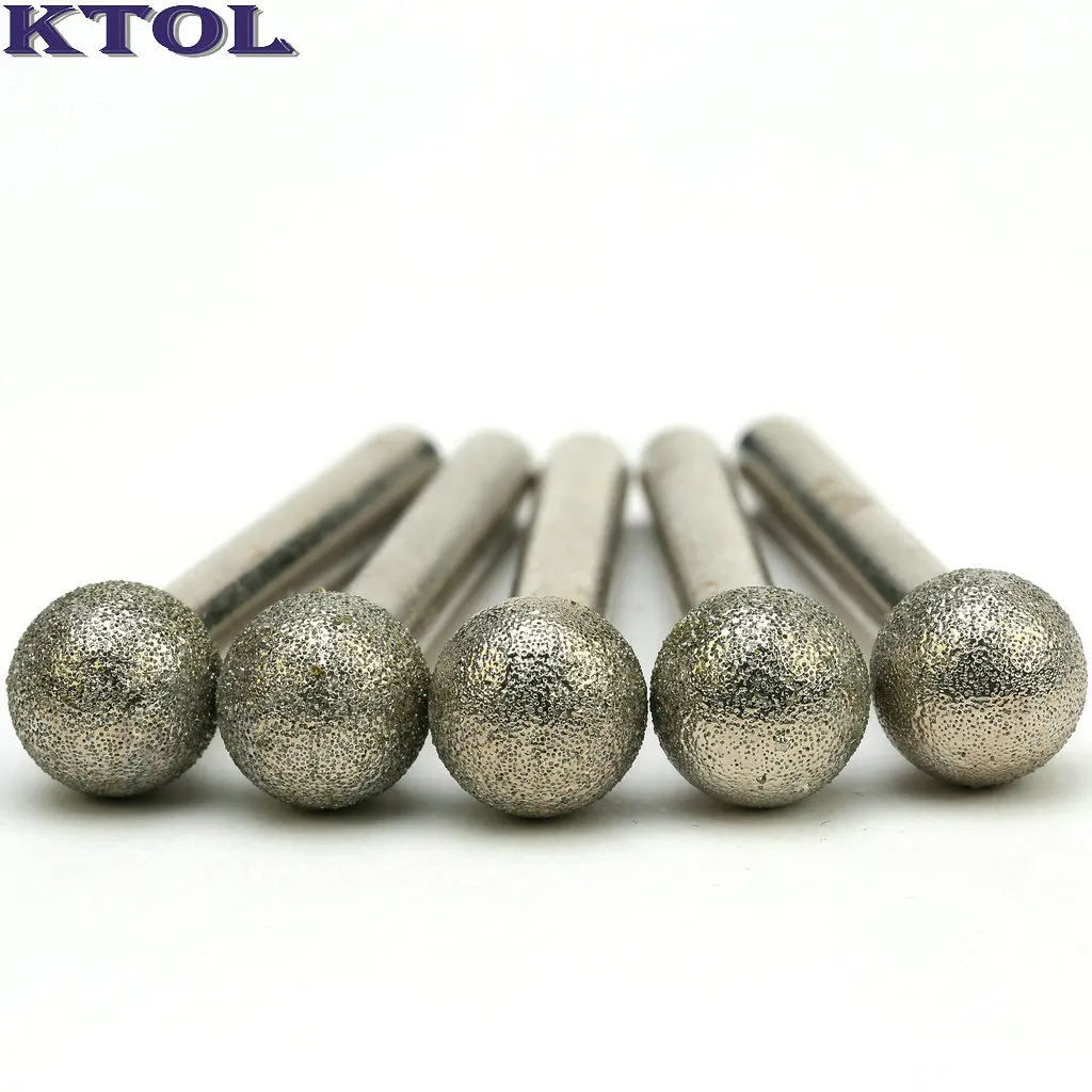 3mm 6mm Round Electroplated Diamond Grinding Burr Dremel Rotary Drill Bits Abrasive Tool Polishing Grind Needle Cutters on Stone