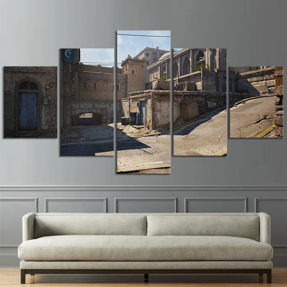 

No Framed 5 Pieces CSGO Game Map Desert Wall Art Canvas HD Decorative Prints Posters Pictures Paintings Home Decor for Bedroom