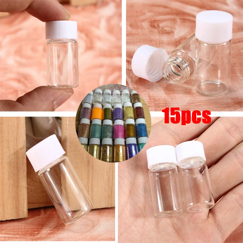 Minibotellas de vidrio para almacenamiento de Perfume, envases de 3ml, transparentes, con tapa de rosca, 10 piezas