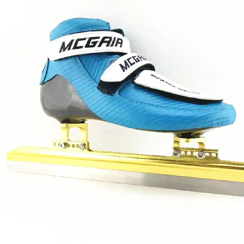 Patines de hielo de pista corta con botas de fibra de carbono, zapatillas de velocidad en línea para interiores, competición, patinaje de carrera