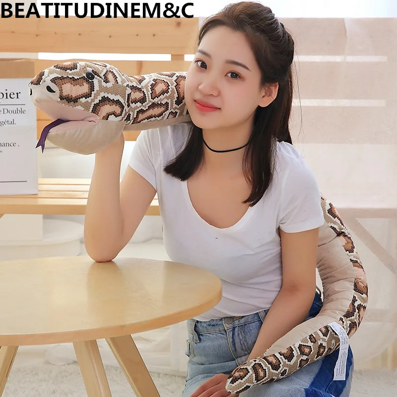 1Pcs 165cm Beauty and Snake Game Hand Puppet Plush Toys, Leopard Print Sexy Snake Plush Toys, Children Toys, Home Decoration, Gi