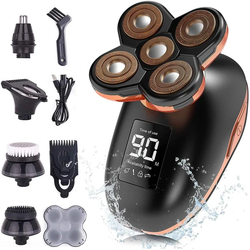 5D Floating Electric Shaver for Men 5 in 1 Shavers Bald Men Beard Trimmer Grooming Kit LED Display USB Rechargeable