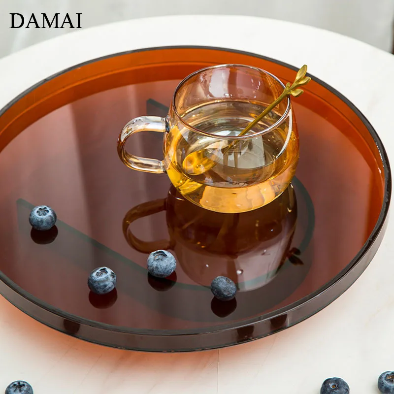 Nordic Simple Acrylic Trays Decorative Brown Coffee Table Teacup Coffee Cup Organizer Bathroom Decoration Wash Set Storage Tray