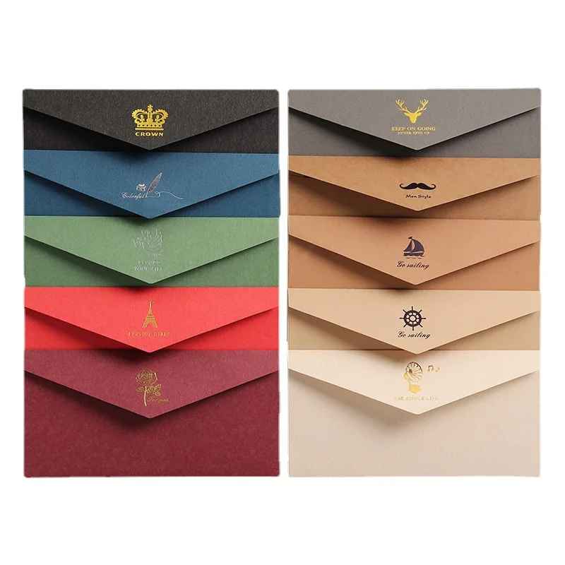 10 pcs/lot Envelope stationery set 11*22cm Vintage Gold Envelopes for Invitations Kraft Paper Valentine\'s Gift Card Stationery