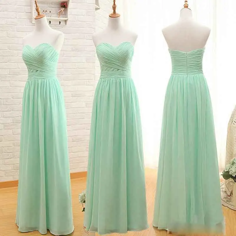 Eenvoudige Groene Bruidsmeisje Jurken Mouwloze Sweetheart Wedding Partij Jassen Chiffon Tiered Bruiloft Gast Jurken Formele Vestidos