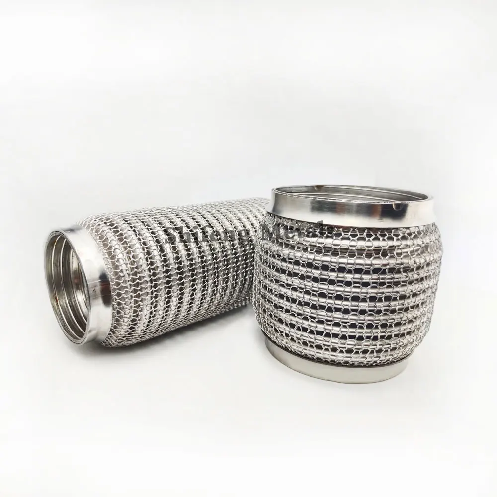 Stainless Steel 304  Flex Pipe Exhaust Bellow Tube Flex Coupler  With Mesh Interlock Super Flexible Bellows 63x102mm 76x102mm