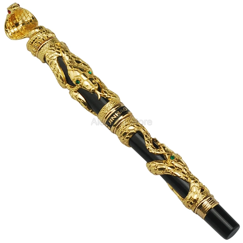 Jinhao Ancient Snake Fountain Pen Golden Cobra 3D Pattern Texture Relief Sculpture Technology Great Supplies Stationery