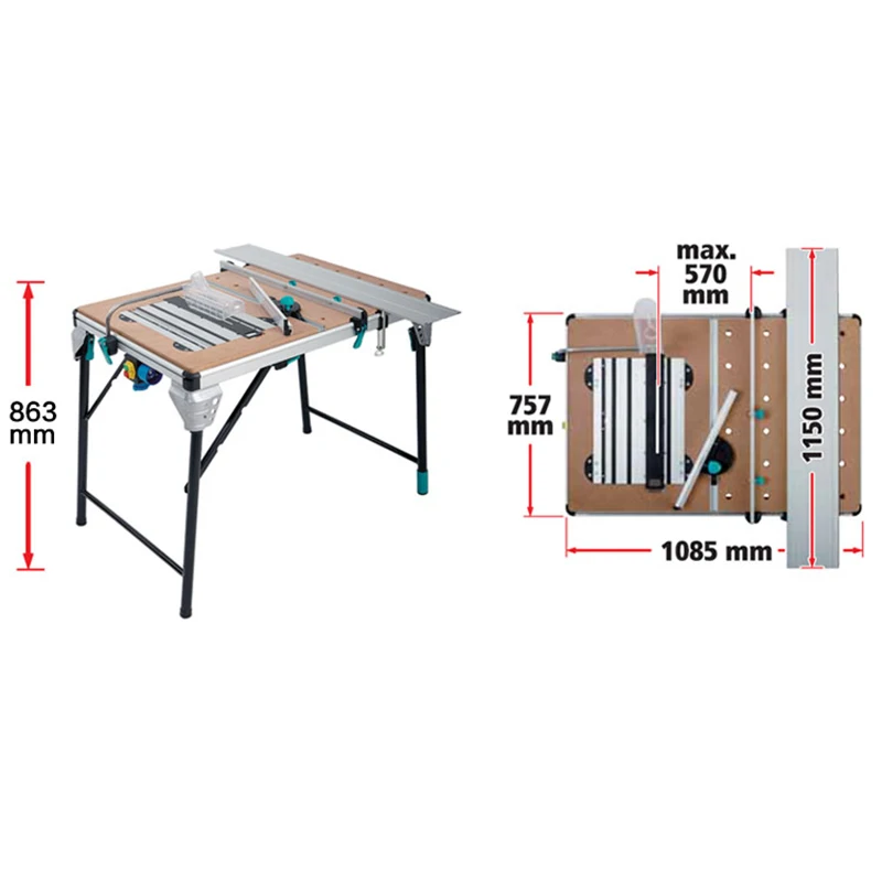 Multi-purpose heavy-duty folding woodworking work table Model 2500 worktable can be installed with milling accessories