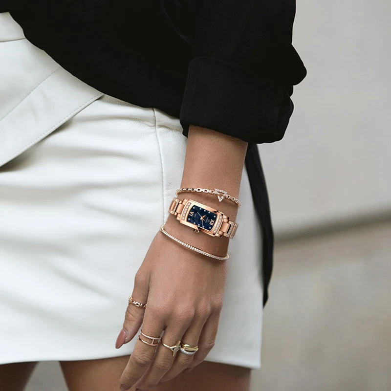 LOBINNI 女性腕時計高級クリスタルラインストーンクォーツ時計女性のためのロマンチックなギフト防水時計