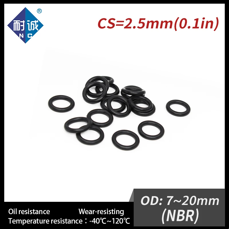 20PCS/Lot Nitrile Rubber Black NBR CS2.5mm OD7/8/9/10/11/12/13/14/15/16/17/18/19/20*2.5mm O Ring Gasket Oil Resistant Waterproof