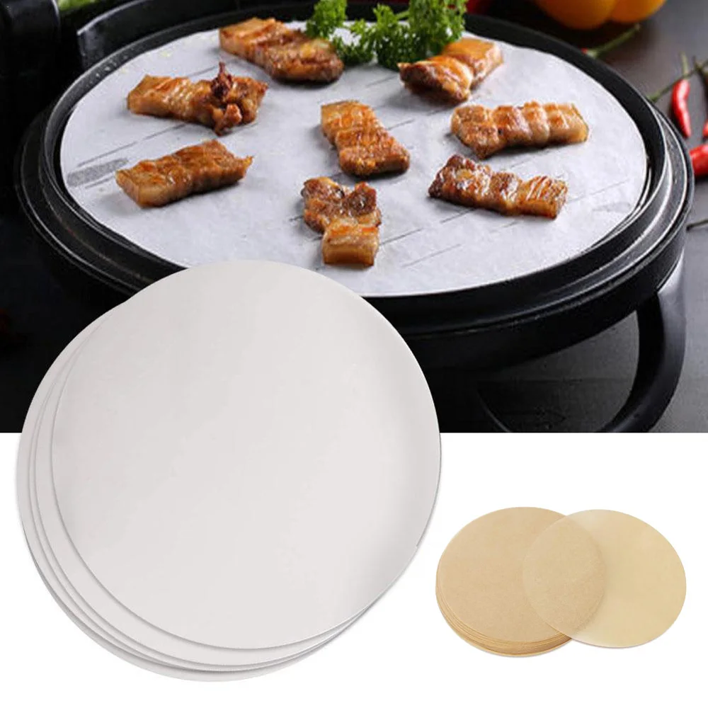 100Pcs Round Baking Sheet 15cm/20cm/23cm Parchment Paper Rounds Dual-Sided Wax Parchment Circles Barbecue Cookie Cooking Tool