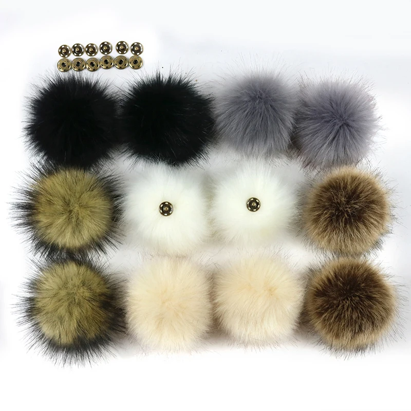 8cm Faux Fur Pom Pom Raccoon Fur Pompon Fox Fur Pompoms Nature Fur Pom Poms For Scarf Gloves Hats Cap Blanket Pompon Handmade