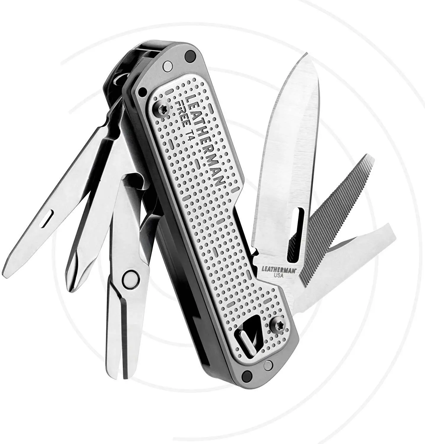 LEATHERMAN - FREE T2/T4 Multitool and EDC Pocket Knife with Magnetic Locking and One Hand Accessible Tools