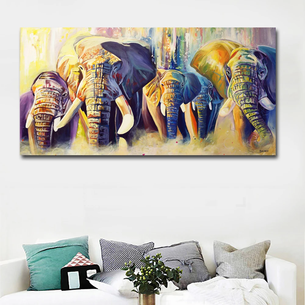 

Colorful Abstract Art Elephants Competition Paintings Prints Posters Canvas Painting Wall Art Prints For Living Room Home Decor