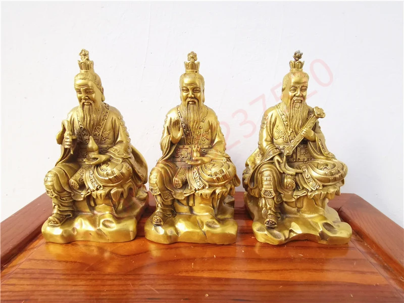 Taoist supplies, pure bronze statues, Taoist Sanqing -- Laojun, Yuanshi Tianzun, Lingbao Tianzun, bronze statues of Sanqing