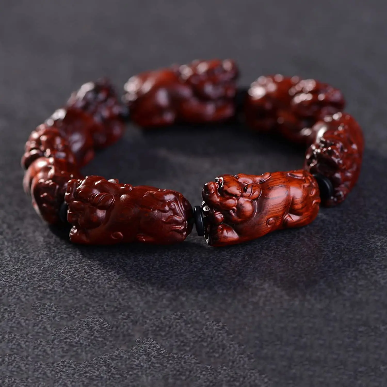 Red Sandalwood Bracelets Fengshui Prosperity Bracelet Wood Beads Bracelet Pi Xiu/Pi Yao Attract Wealth And Good Luck Protection