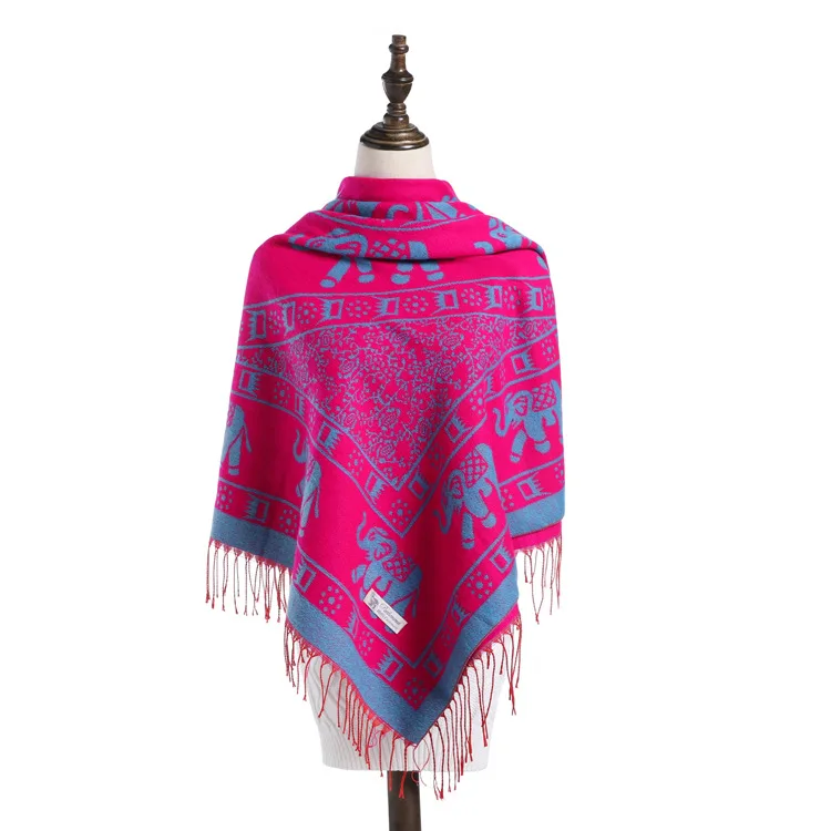 Autumn Winter Warm Shawls Female Pashmina Cape Soft Scarves Wrap Tassels Echarpes Mantilla Jacquard Tippet Muffler Chal