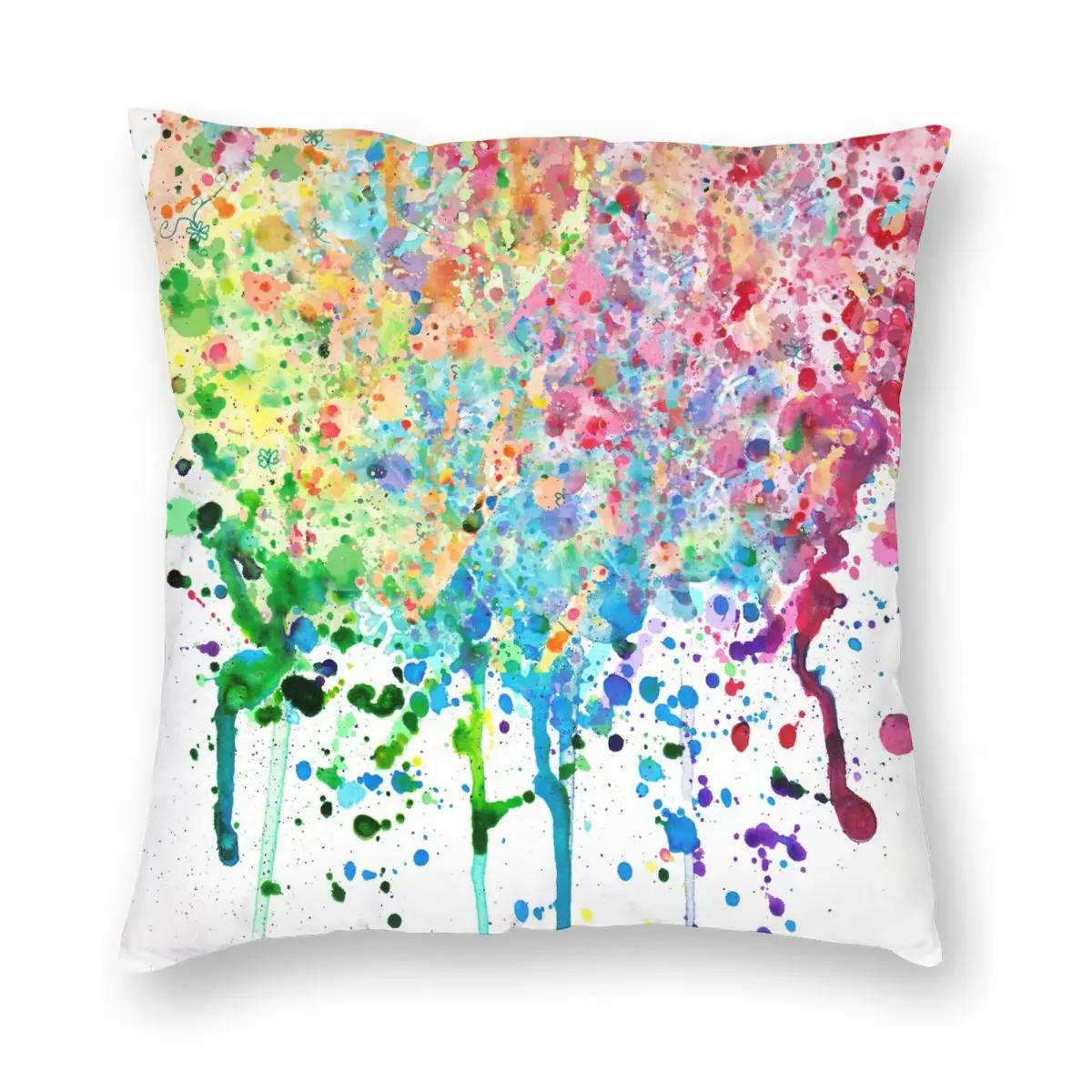 Rainbow Paint Splatter Drip Pillowcase Polyester Linen Velvet Creative Zip Decor Throw Pillow Case Home Cushion Cover