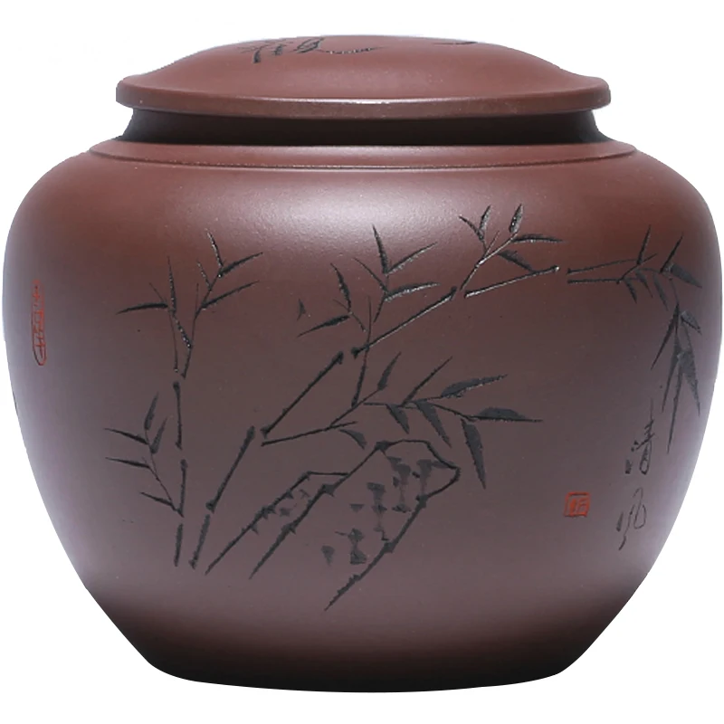 ★ore purple violet arenaceous caddy all hand carved painting seal mud tanks contemplation POTS of small capacity