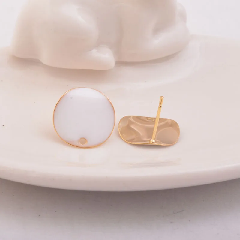 20 Stück Gold-Emaille Runde Ohrring-Fassungen Verbindungsstücke Hochwertige Ohrring-Zubehörteile in Rot, Blau, Schwarz – Detail 3