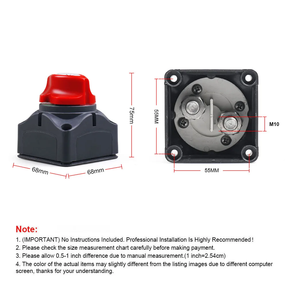 Car Auto 12V-60V 100A-300A RV Marine Boat Battery Selector Isolator Disconnect Rotary Switch Cut