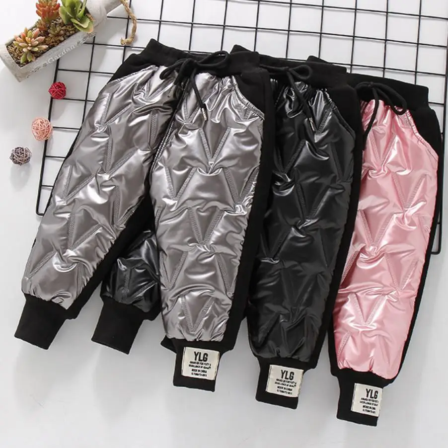 Down cotton-padded trousers Waterproof for boys girls autumn winter snow Baby Kids Thick Warm pants