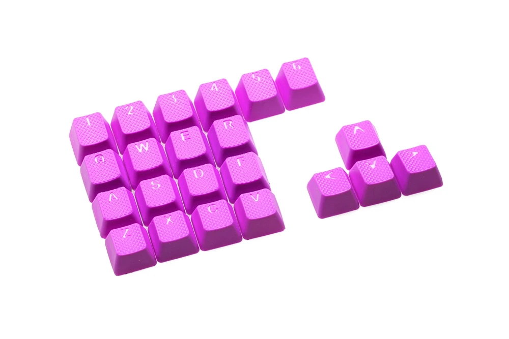 taihao Rubber Gaming Keycap Set Rubberized Doubleshot Cherry MX OEM Profile 22 key magenta purple Neon Green Yellow Light Blue