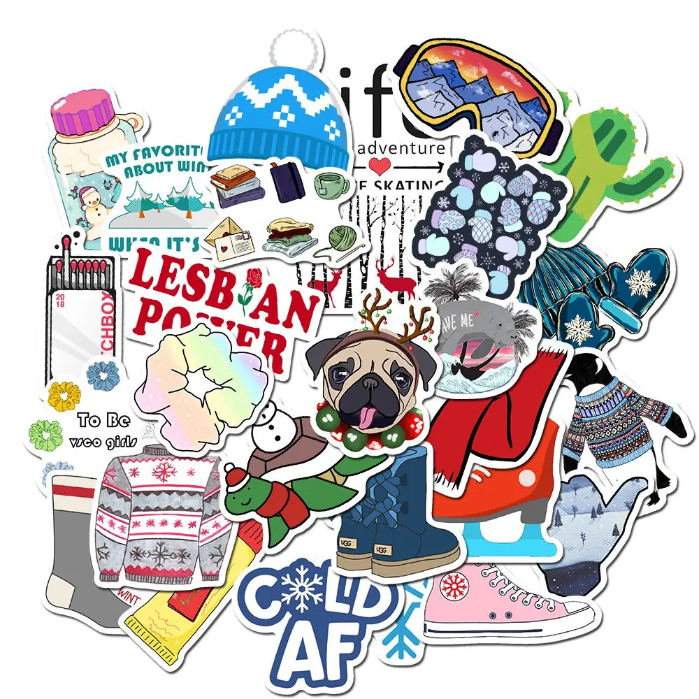 50PCS Graffiti Winter Stickers for Luggage Trolley Laptop Skateboard Car Children Waterproof Sticker