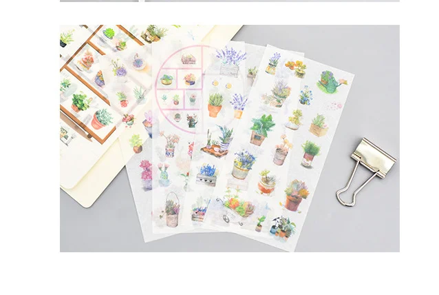 6pcs Potted plants   paper sticker Organizer Calendar Diary Book Planner Sticker Scrapbook Decoration Diary Sticker papeleria