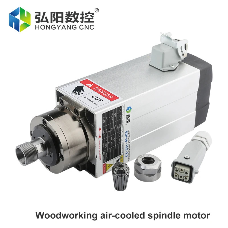 2.2KW Air-Cooled Spindle Motor 380V 220V 18000rpm Chuck ER20 300Hz 4 Bearing CNC Milling Machine Woodcarving Spindle