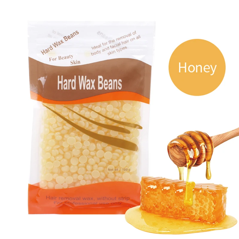 5pcs 100g Honey Depilatory Hard Wax Beans Pearl Beads Self Waxing Hot Film Hard Wax Bead for Bikini Face Leg Hair Removal