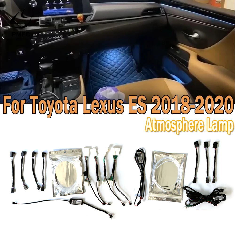 PMFC Car Blue/64 Colors Decorative Light Instrument Panel Foot Door Optical Fiber Atmosphere Lamp For Toyota Lexus ES 2018 19 20