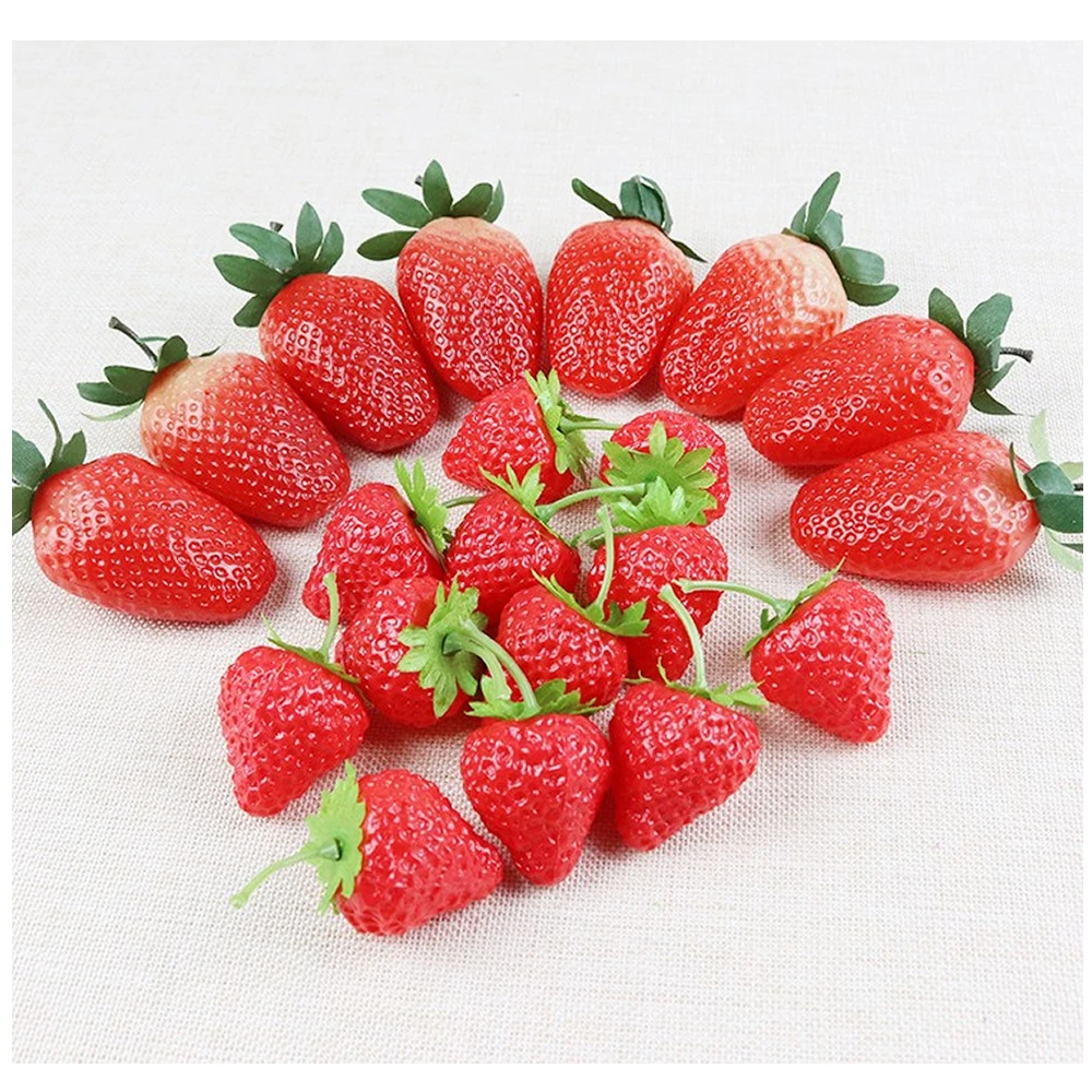 5pcs Artificial Fruit Fake Strawberry Plastic DIY Simulation Strawberry Ornament Craft Photography Props Christmas Home Decor