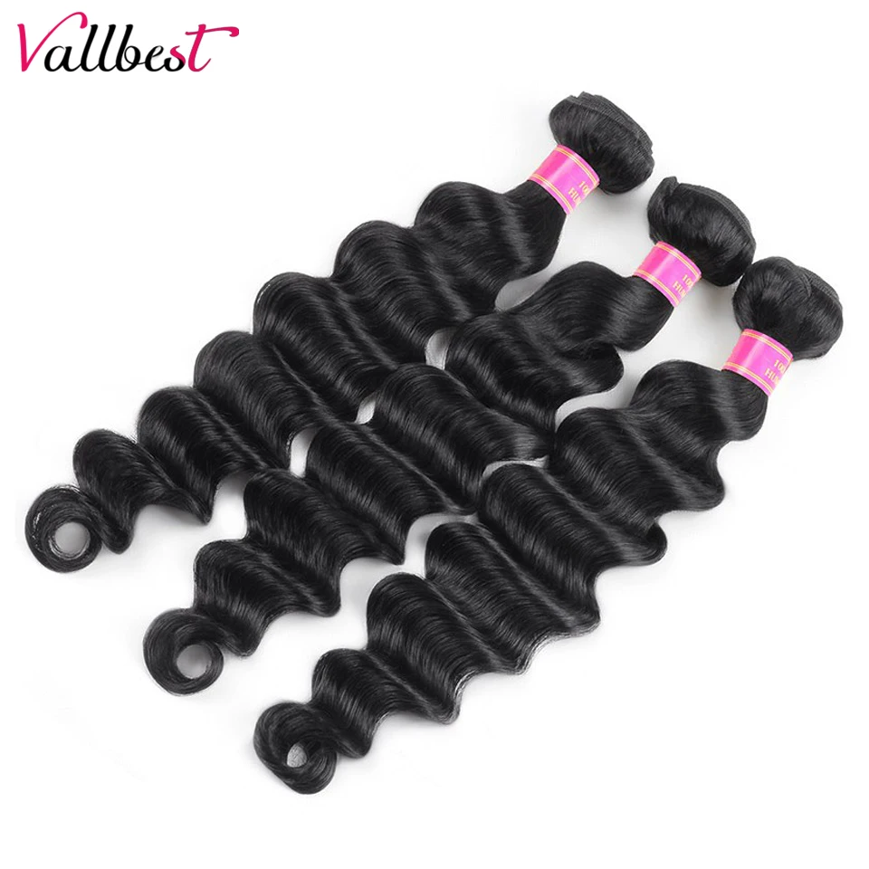 Vallbest Loose Deep Wave Bundles 30 Inch Deep Wave Human Hair 1 3 4 Bundles Deals Peruvian Hair Bundles Remy Hair Extensions