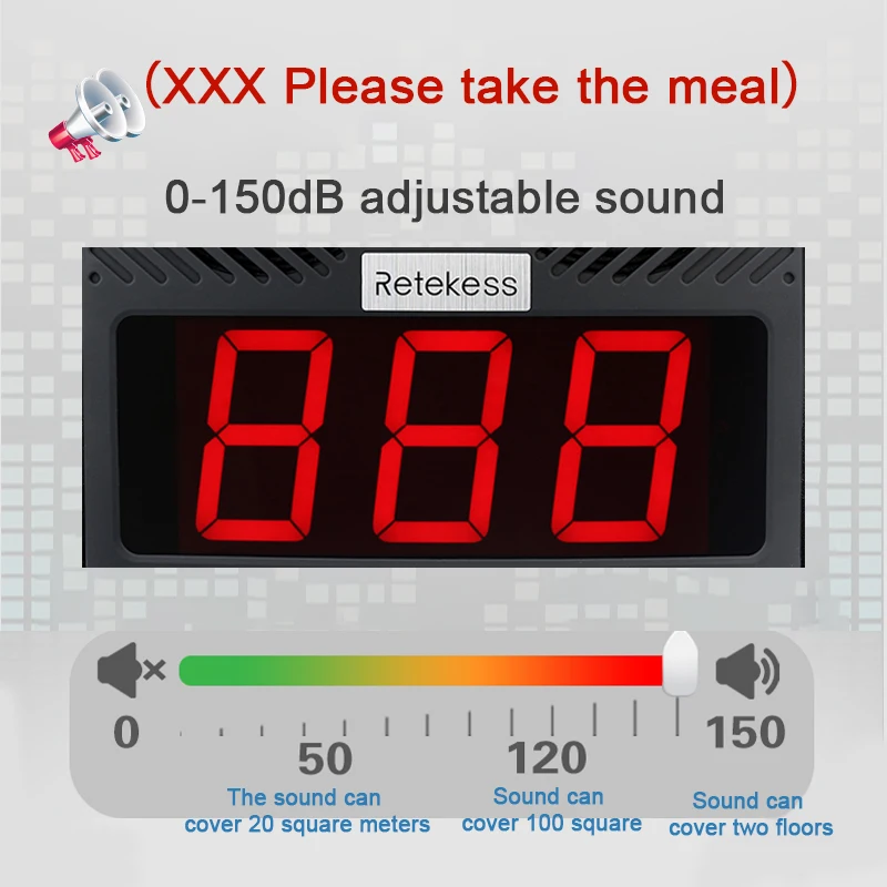 Retekess TD101 Wireless Restaurant Pager System Number Calling System Loud Speaker 3-Digit Display For Business Cafe Bar Hotel