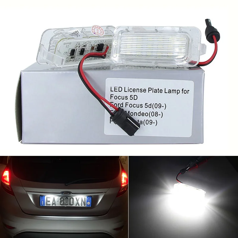 2PCS Canbus LED License Number Plate Light For Ford MK2 MK3 MK4 MK5 MK6 Focus Fiesta Mondeo Kuga Galaxy S-max C Max DA3