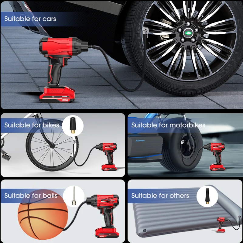 CARSUN Car Air Pump Wireless Inflatable Pump Portable Handheld Rechargeable Air Compressor Digital Car Automatic Tire Inflator