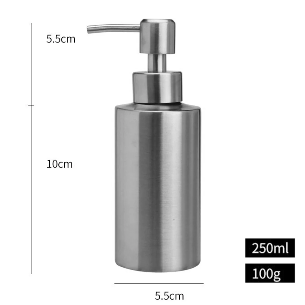 Stainless Steel Hand Wash Dispenser Refillable Countertop Bottle 20.5x5.5cm