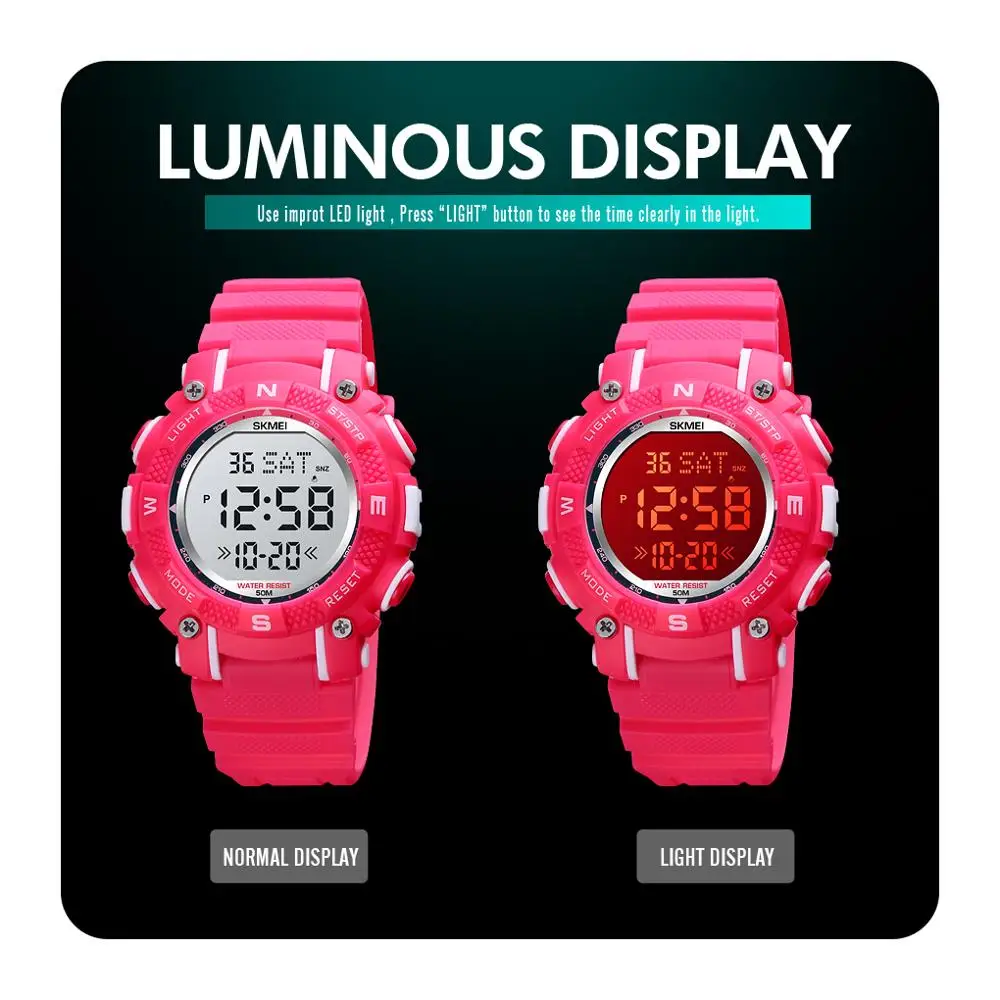 SKMEI Kids Watches Fashion Multifunction LED Digital Watch For Girl Stopwatch Alarm Children Gift Students Sport Wristwatch 1613