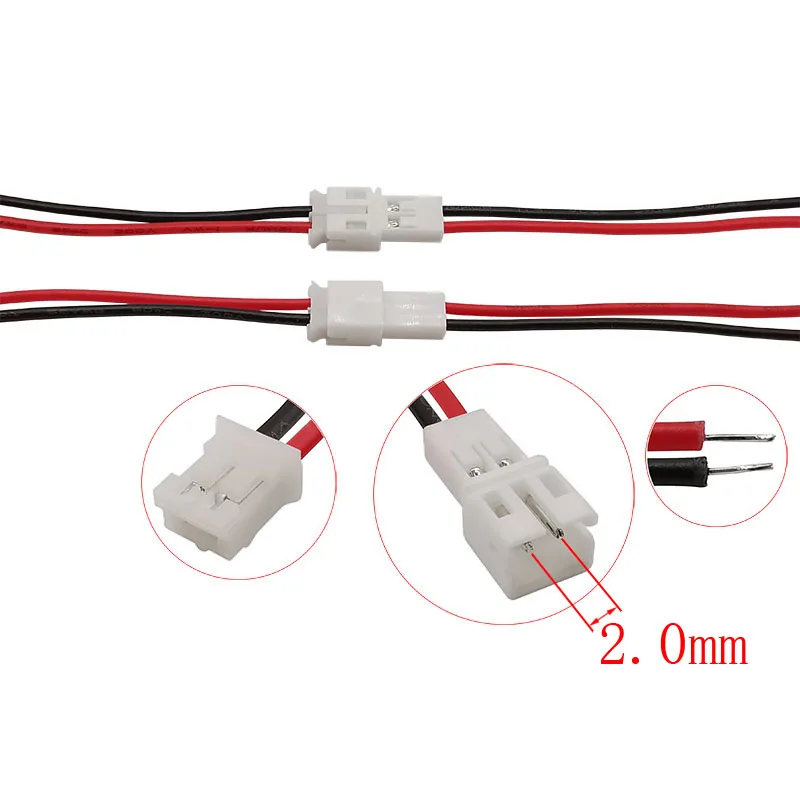 5/10/20Pcs JST PH 2.0mm Pitch 2Pin Male / Female Wire Connector PH 2.0mm Plug Jack Socket Terminals Kabel elektryczny 20CM 26AWG