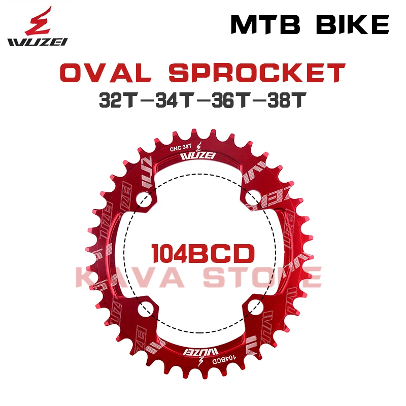 WUZEI 104BCD Oval Round Narrow Wide Chainring MTB bicycle 32T 34T 36T 38T Crankset Single Plate Parts 104 BCD Mountain Bike Part