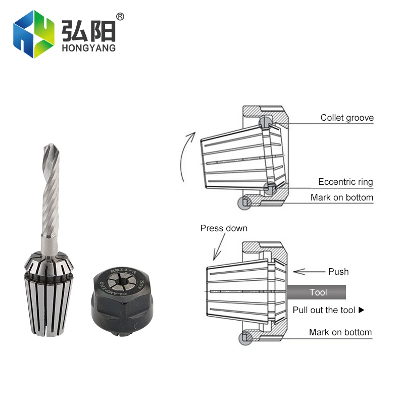 ER11 1-7mm kepala Chuck Collet pegangan alat Chuck elastis spindel untuk mesin ukir dan penggilingan CNC